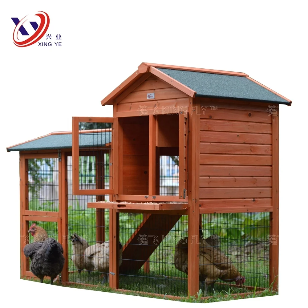 Outdoor Wooden Chicken Coop  With Hot Galvanized with PVC coated wire mesh