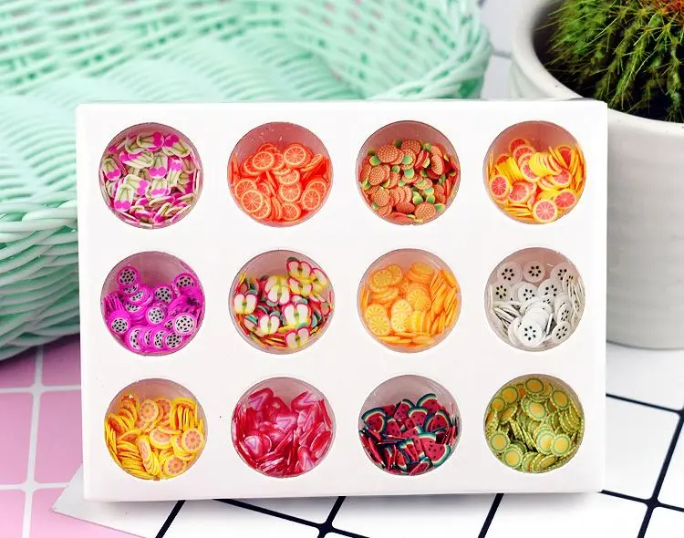 Putty Magnetic Slime and nail art use12 different fruit slice accessories for soft