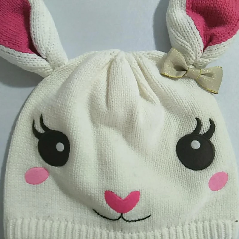 Factory price cute children knitted hats funny hats with long animal ear