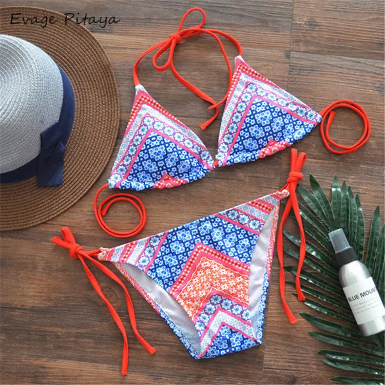 Chinese Factory Dropshipping 2018 New Instagram Aliexpress Thong Bikini Bottom g String Halter Tan Through Swimwear