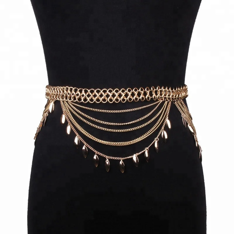 2018 new popular exaggerated fashion  multi-layer tassels sexy ladies waist belt