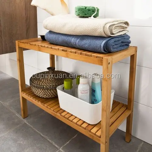 Natural eco-friendly 100%Bamboo Shoe Bench Bamboo Bathroom Shelf Shower Shelf Storage