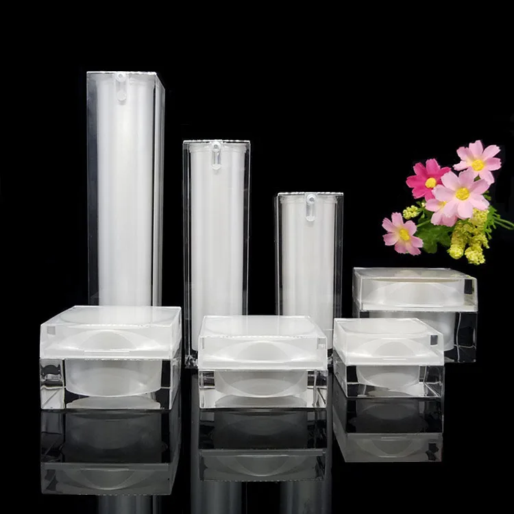 
luxury Wholesale cream container 30g 50g square acrylic cosmetic jar,cosmetic spray bottle 