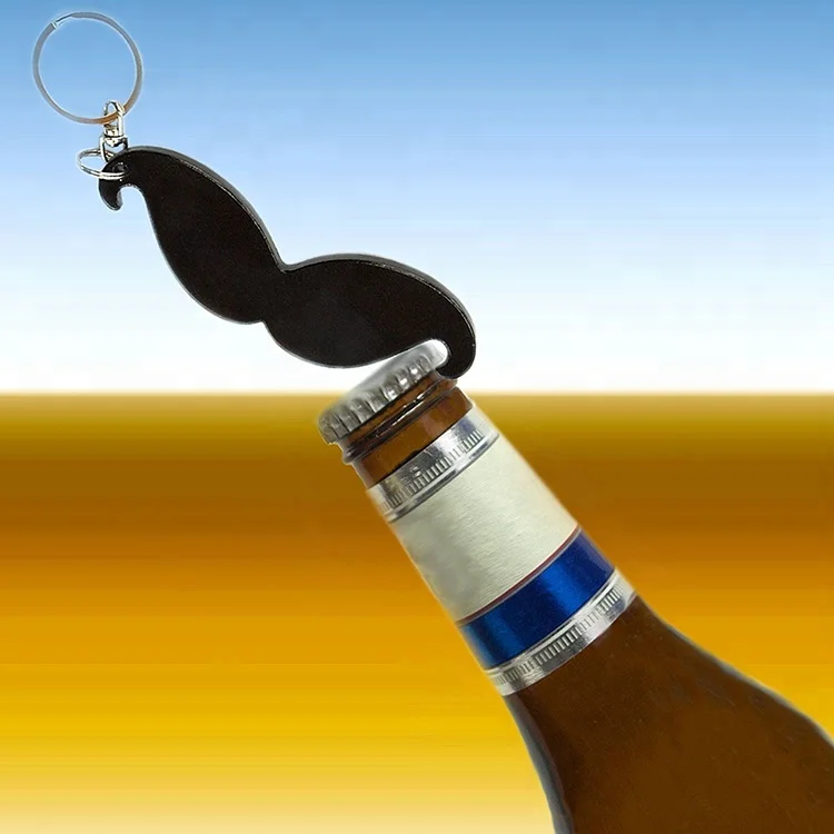 Custom Personalized Multi-function Black Mustache Opener Keychain