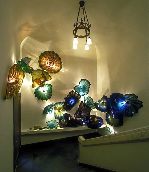 Hand blown glass plate wall decoration
