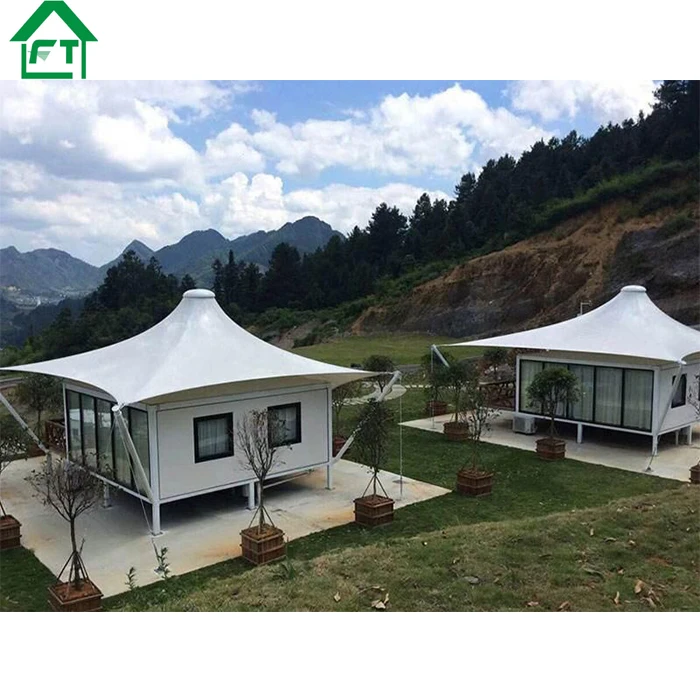 Best Price deluxe steel frame double layer Pvdf Coated Glamping Tents for people