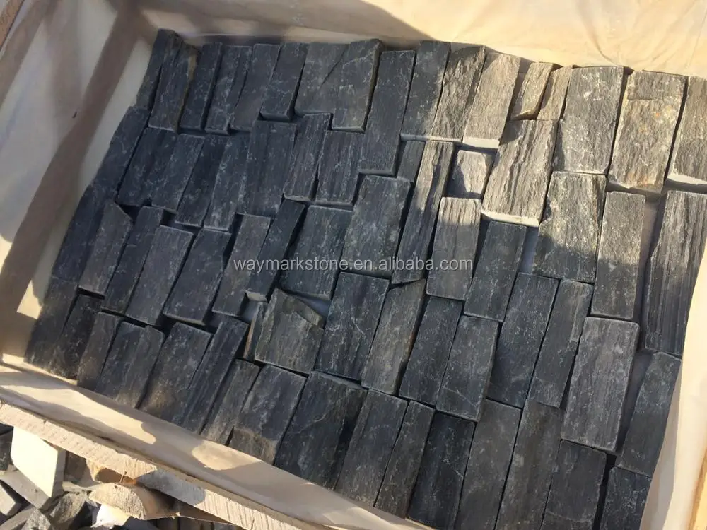 
Natural Black limestone Real stone cladding for outdoor and Indoor wall decoration WRSV92 