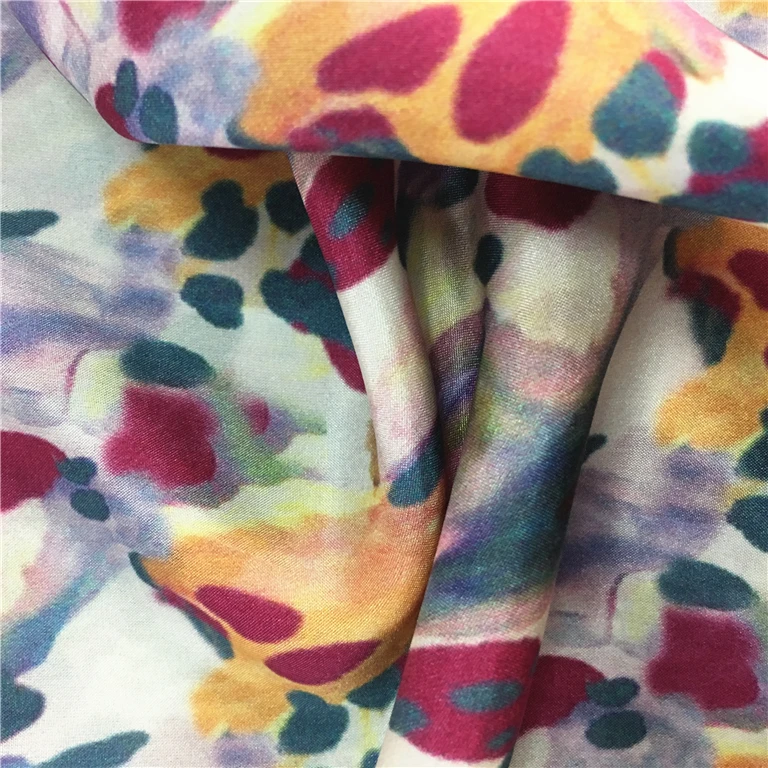 Custom new design high quality digital printed lotus silk fabric