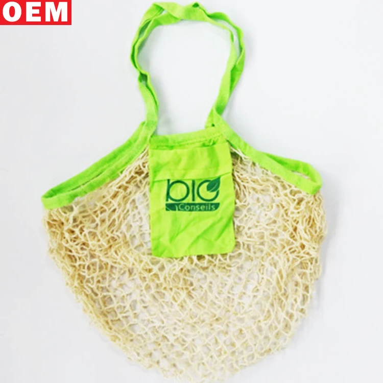 
wholesale long handle Recycled eco friendly organic hemp cotton net mesh reusable produce bags for fruit vegetable 