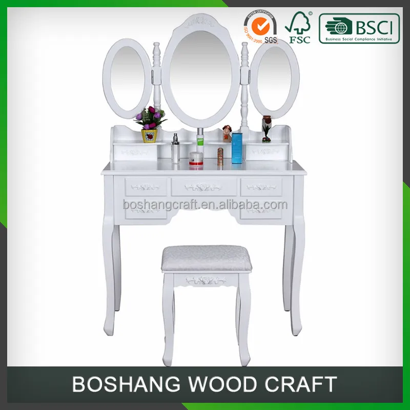 Cheap Vanity Modern Girl White Wood Simple Dressing Table with Drawer
