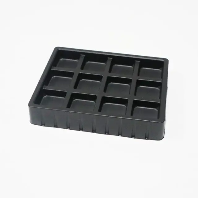 
Custom Made Black PS Plastic Candy Chocolate 12 Cavity Box Blister Packaging Insert Tray 
