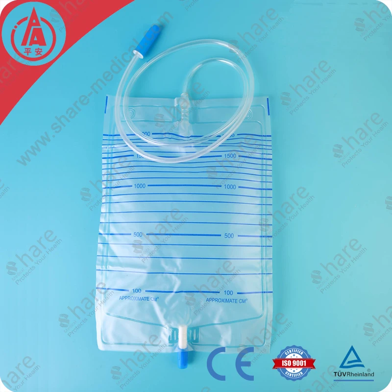 Hot sale china manufacturer of sterile adult urine bag 2000ml with pull-push valve