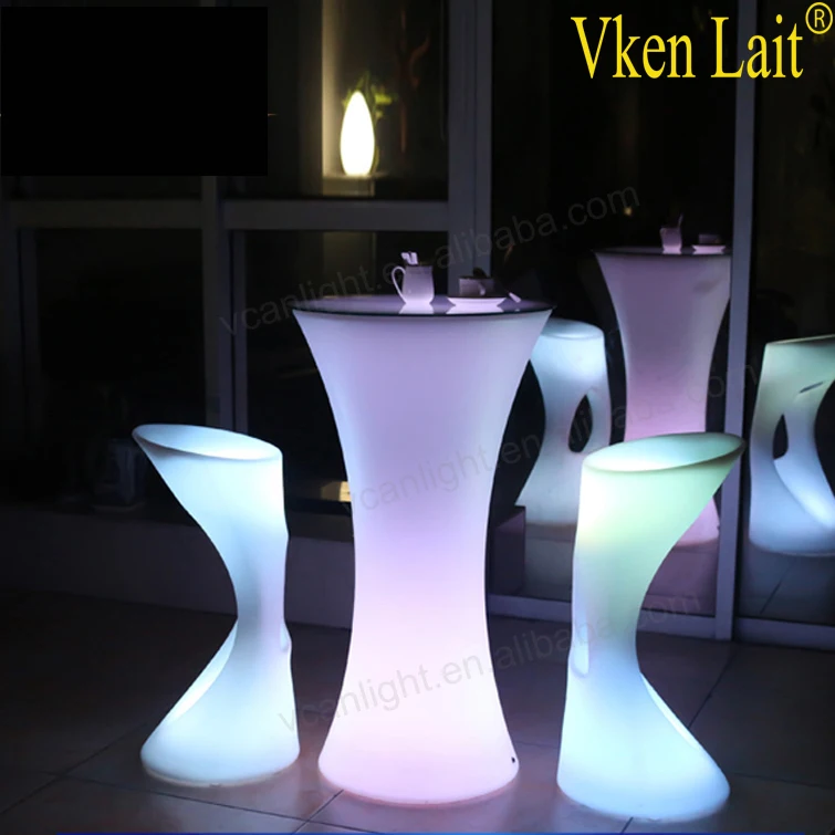 Multi color changing bar table lighting hard plastic led light standing table outdoor plastic light up bar table