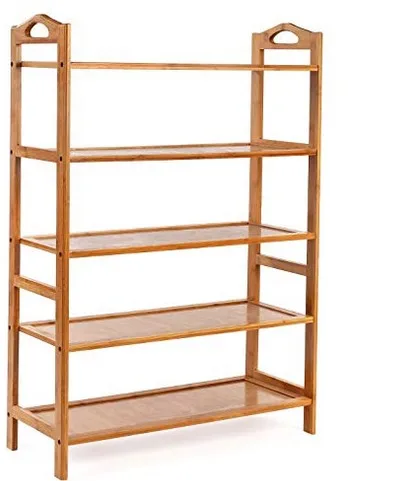 Bamboo Shoe Rack 5-Tier Entryway Shoe Shelf Storage Organizer Free Standing Shelves