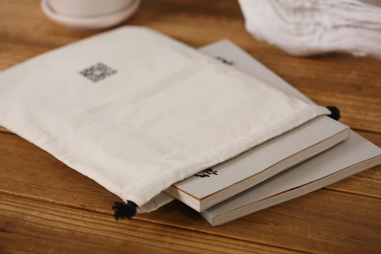 Customize Your Own  White Organic Cotton Small Cheap Drawstring Bag