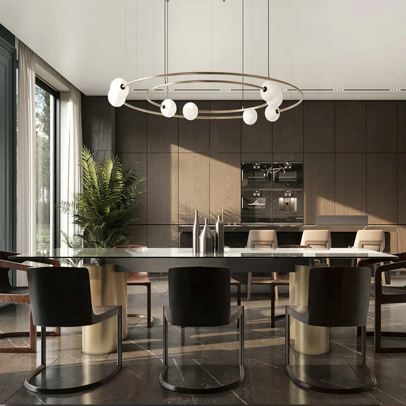 Simig lighting modern creative round metal pendant light fixtures glass small ball bean interior chandelier parts