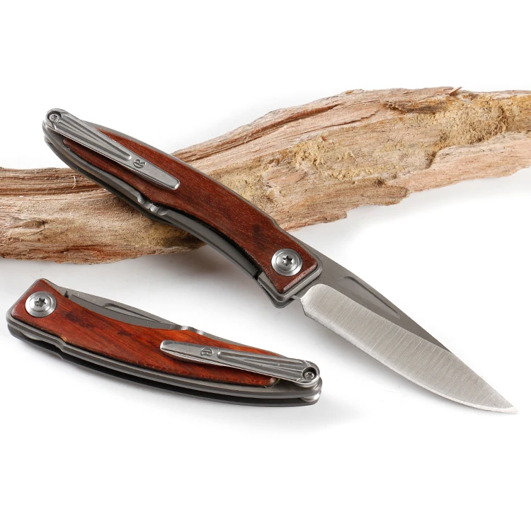 
7CR13MOV stainless steel small folding pocket knife knife china EDC gift knife with wooden handle 