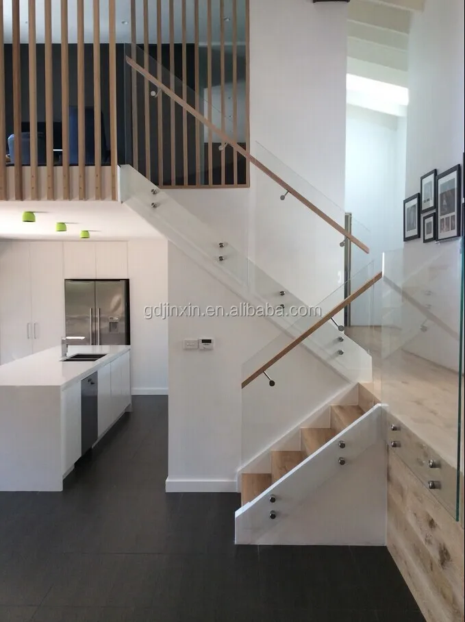 
Frameless glass balustrade side fixed pinned glass with stainless steel standoffs 