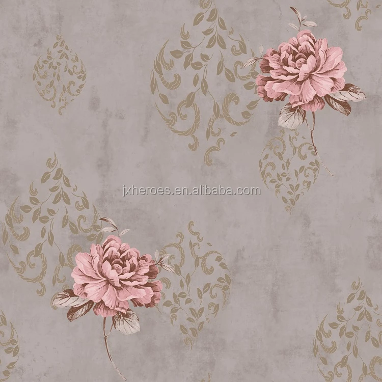 1.06m * 15.6m Fresh Natural Peony Pattern European-style Pastoral Vinyl Wallpaper Home Decoration
