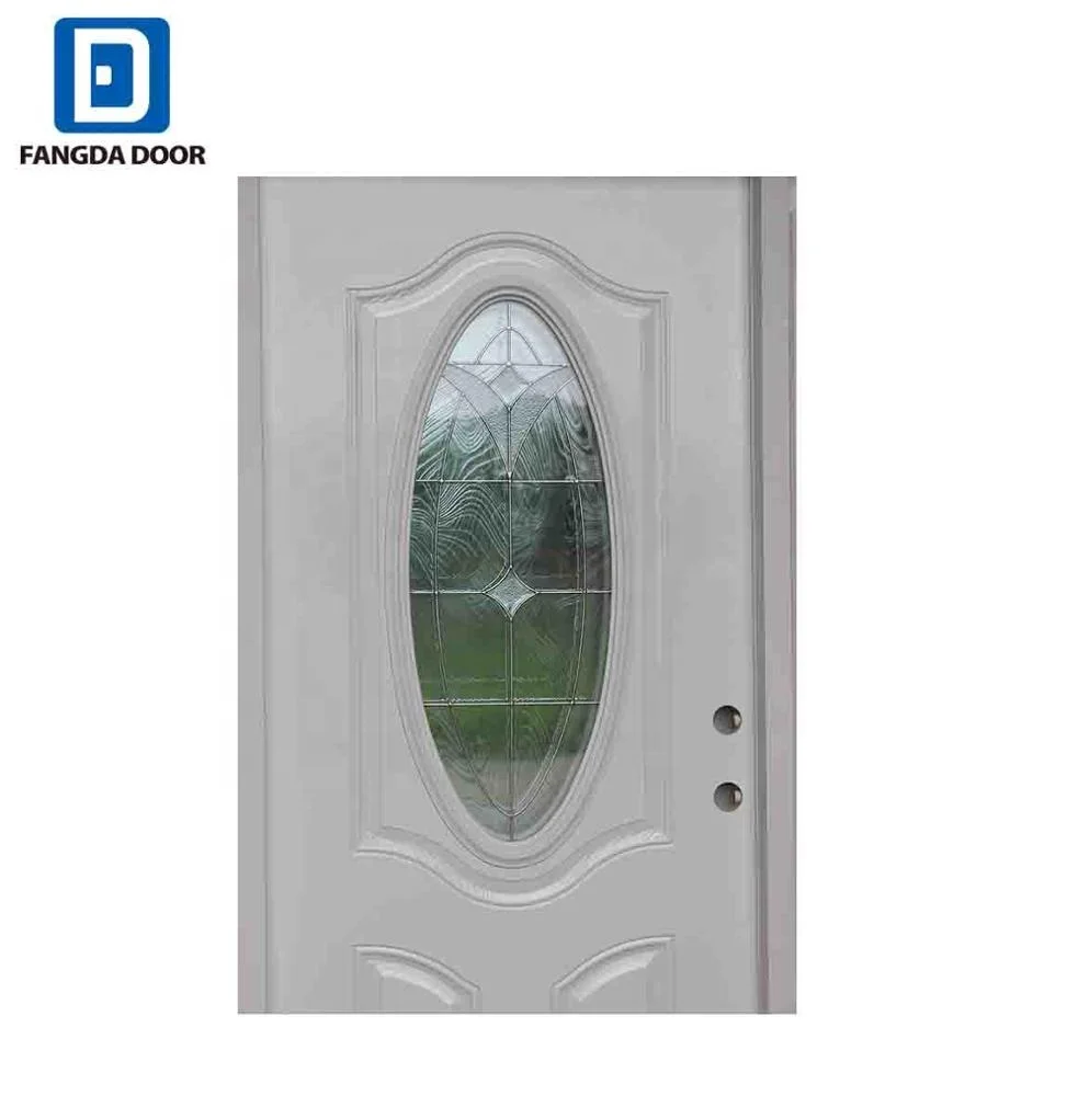 Fangda ornament iron door with decorative tempered glass inserted  exterior house steel door