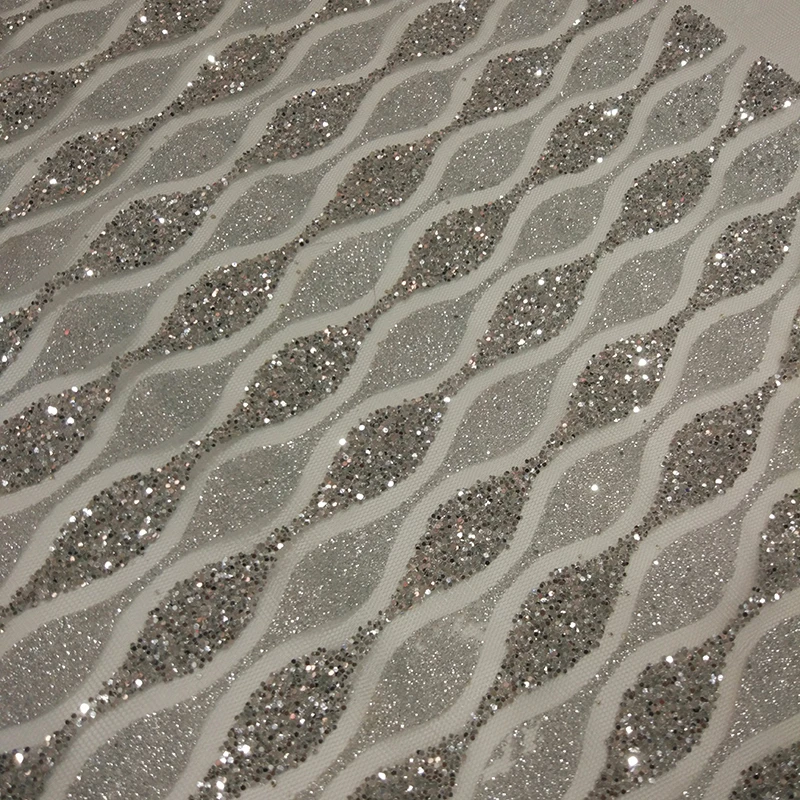 Высококачественная Роскошная блестящая Тюлевая сетка серебряного цвета для вечернего свадебного платья горячая распродажа Золотая кружевная ткань с