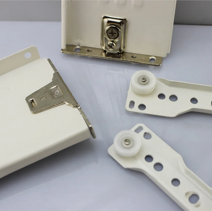 White Painting 86mm 118mm Metal Box Drawer Slide with plug