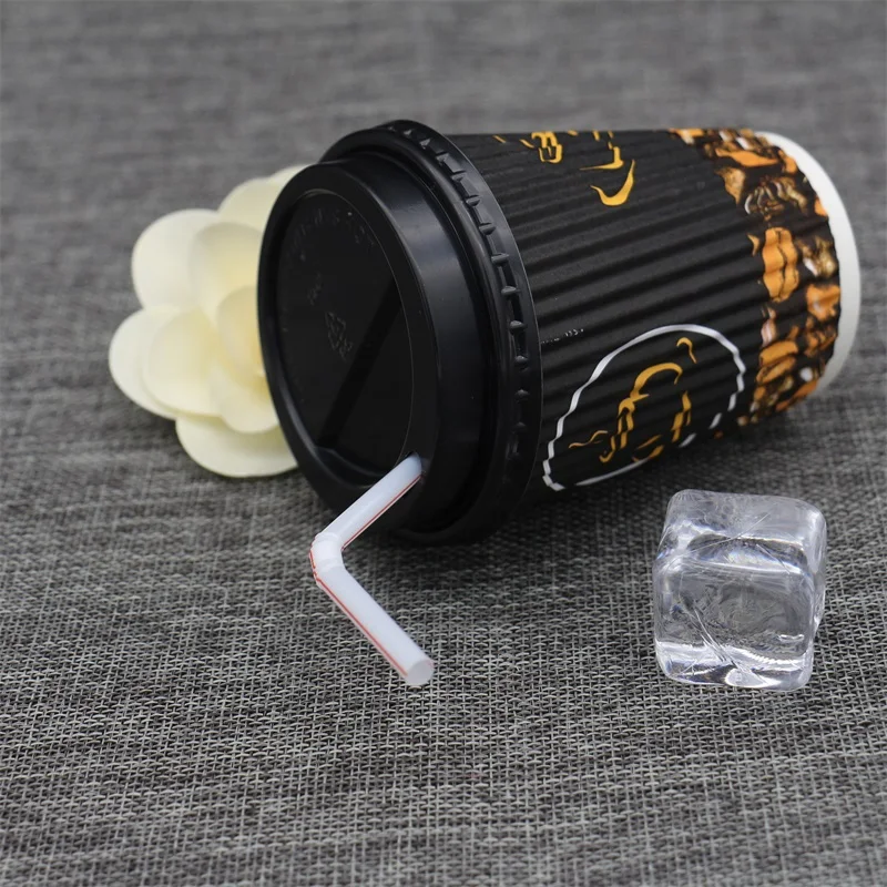 
10oz disposable ripple hot drink paper cups with lids 