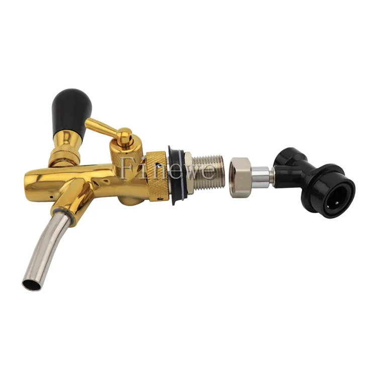 Home Brew Chrome Plating Adjustable Beer Tap Flow control Faucet With Ball Lock Liquid Connector for Beer Keg Tap Dispenser