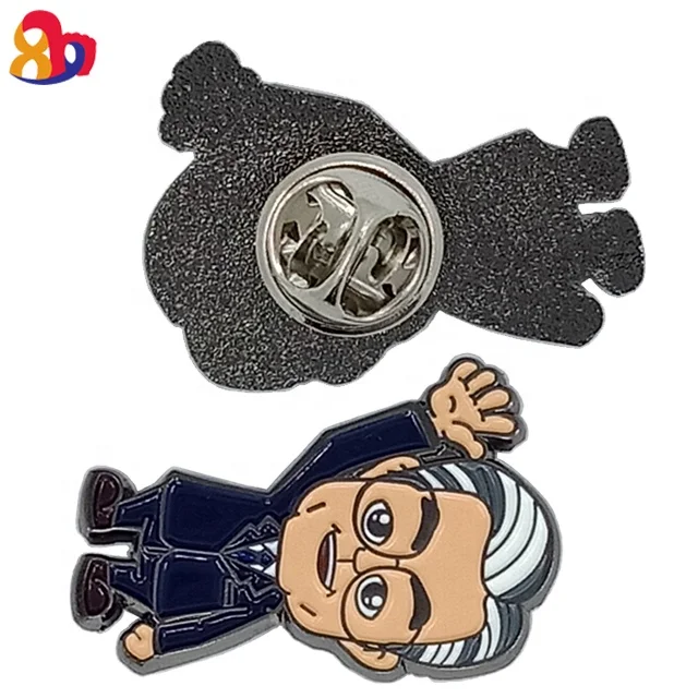 Professional Custom Leader Celebrity Zinc Alloy Cartoon Pattern White Hair Men Lapel Pin