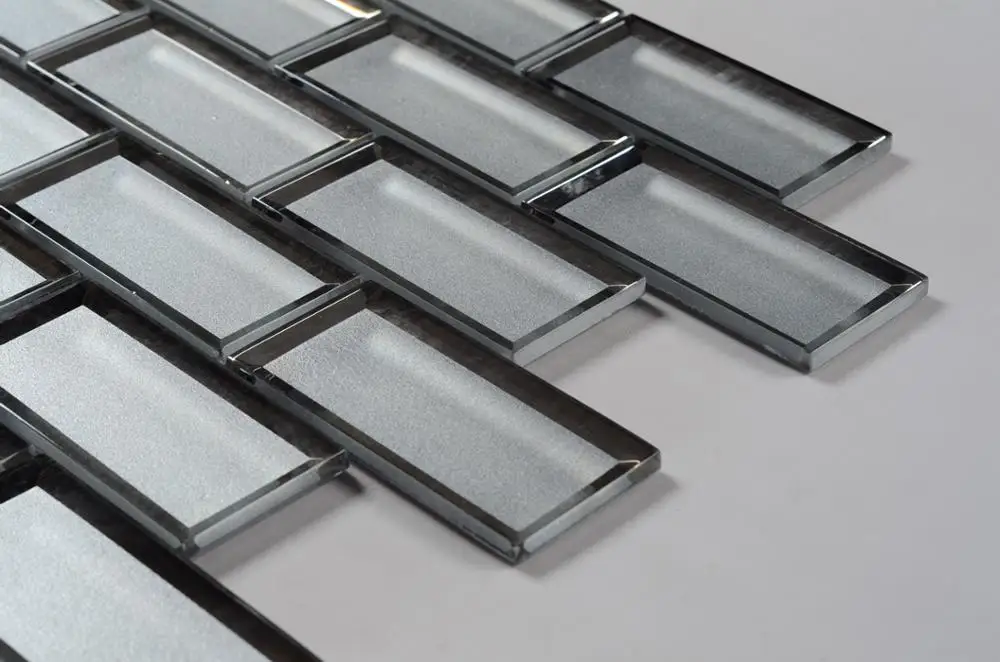 small 3x6 mirror Clear grey wavy kitchen tiles wall sticker glass mosaic tile bathroom subway tile shower backsplash