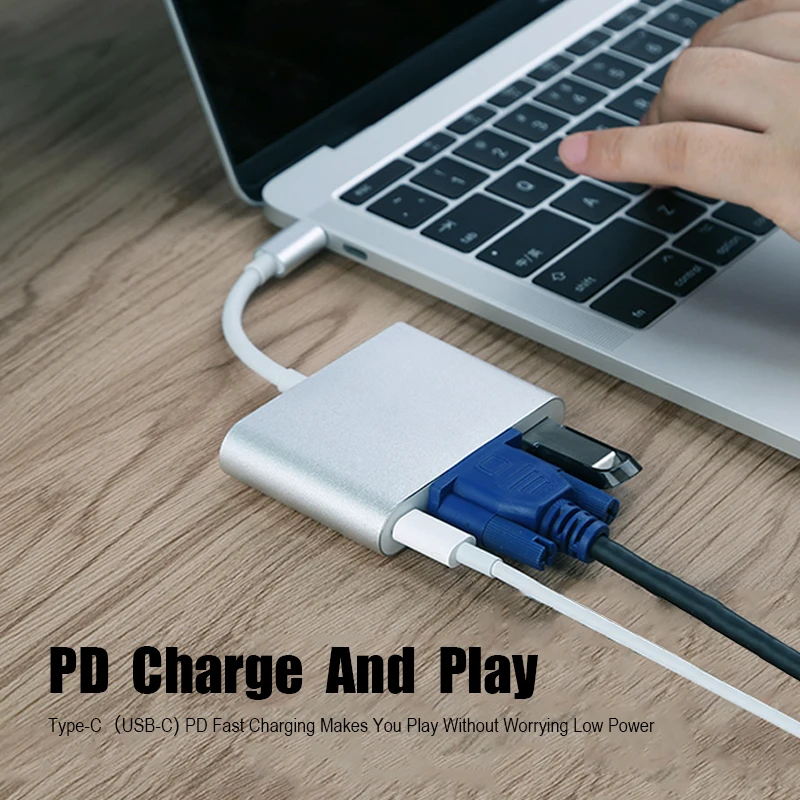 USB 3.0 Type-C to HDTV VGA /USB 3.0/Type C Convertor Cable Adapter for Macbook
