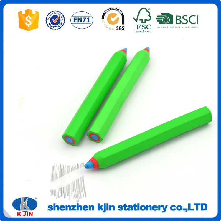 Jumbo big mistake green color pencil shaped rubber eraser for school