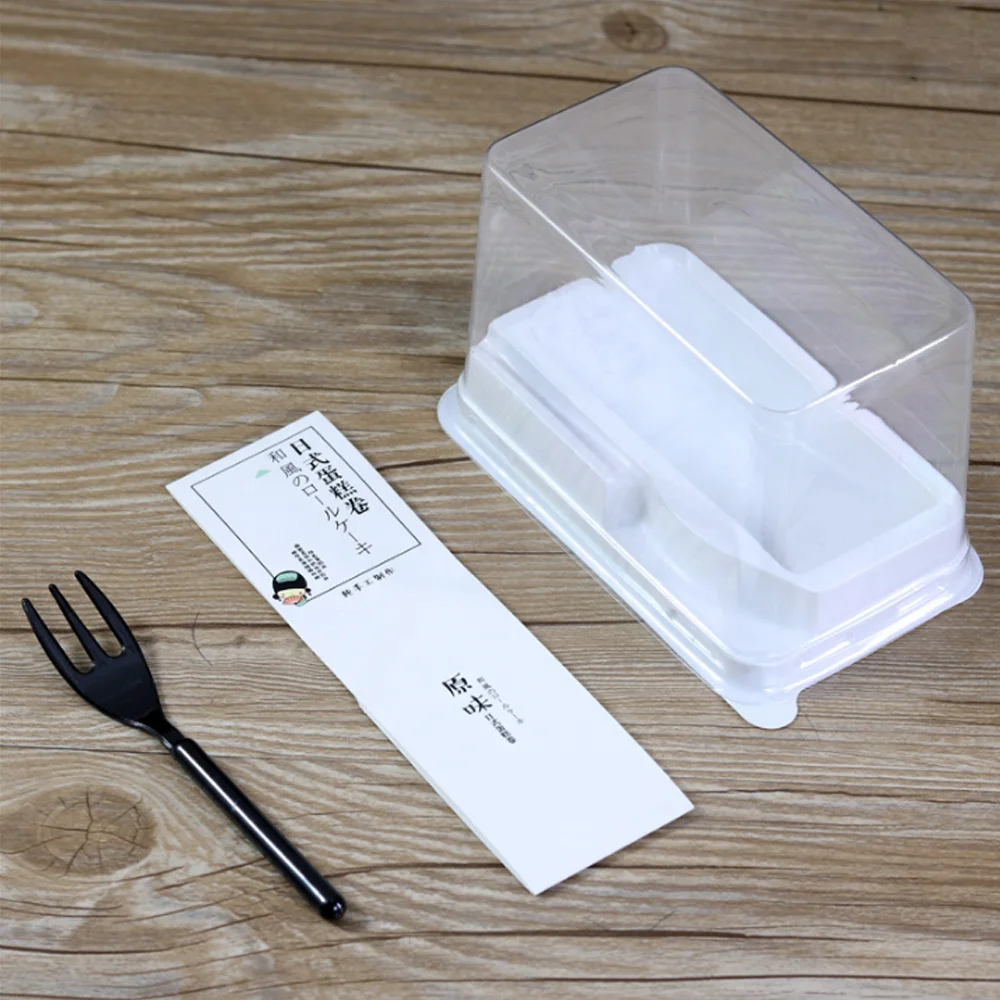 Top sale packaging RPET/PET long white small bread food grade blister plastic cake box