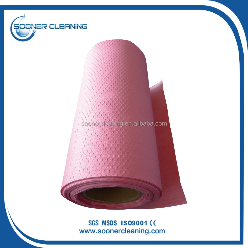 [Sooner clean]Hexagonal Honeycomb Embossed Wood Pulp Jumbo Roll Non Woven Fabric Cleaning Cloth Fabric