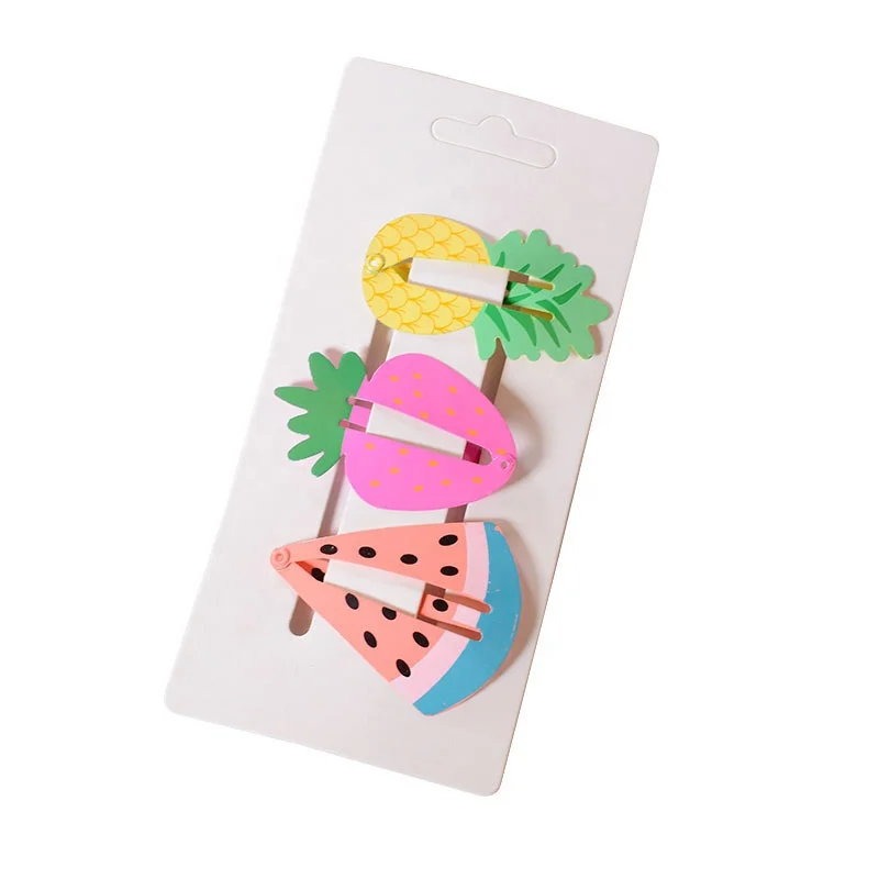 Детская краска для волос аксессуары для фруктов с нарисованной девочкой, заколка для волос 3 шт./пакет