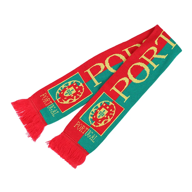 European acrylic knitted Poland flag design football scarf for Poland