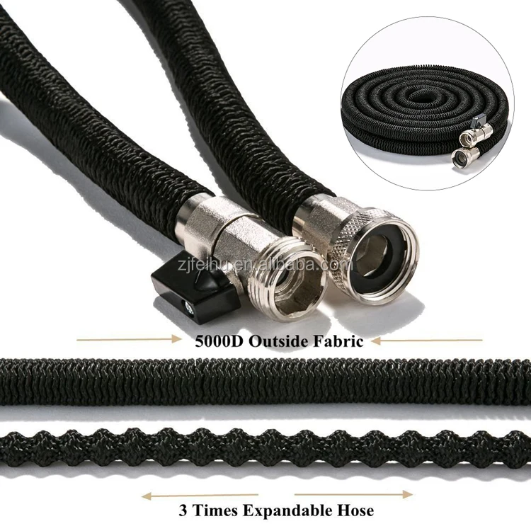 
PAHS approval double latex Platinum fittings high strong fabric flexible expanding garden hose with 7 way sprayer nozzle 