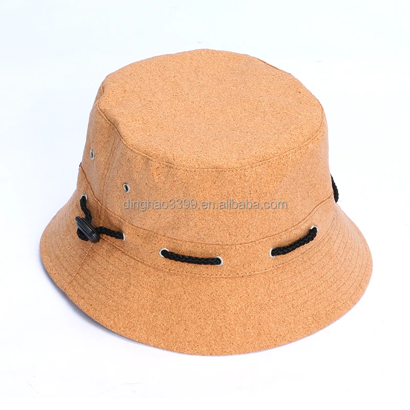 Korea fashion waterproof cork bucket hats for gifts; Dongguan wholesale adjustable size recyclable soft cork paper bucket hats