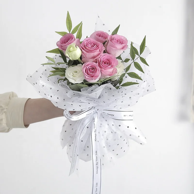 
Recycle Dot Pattern Designs Bouquet Flower Paper Waterproof Tissue Paper 