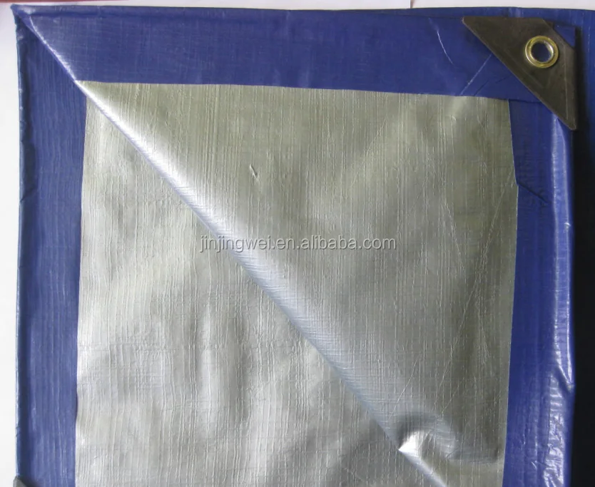 waterproof and double side Blue & Silver PE Laminated Tarpaulin roll