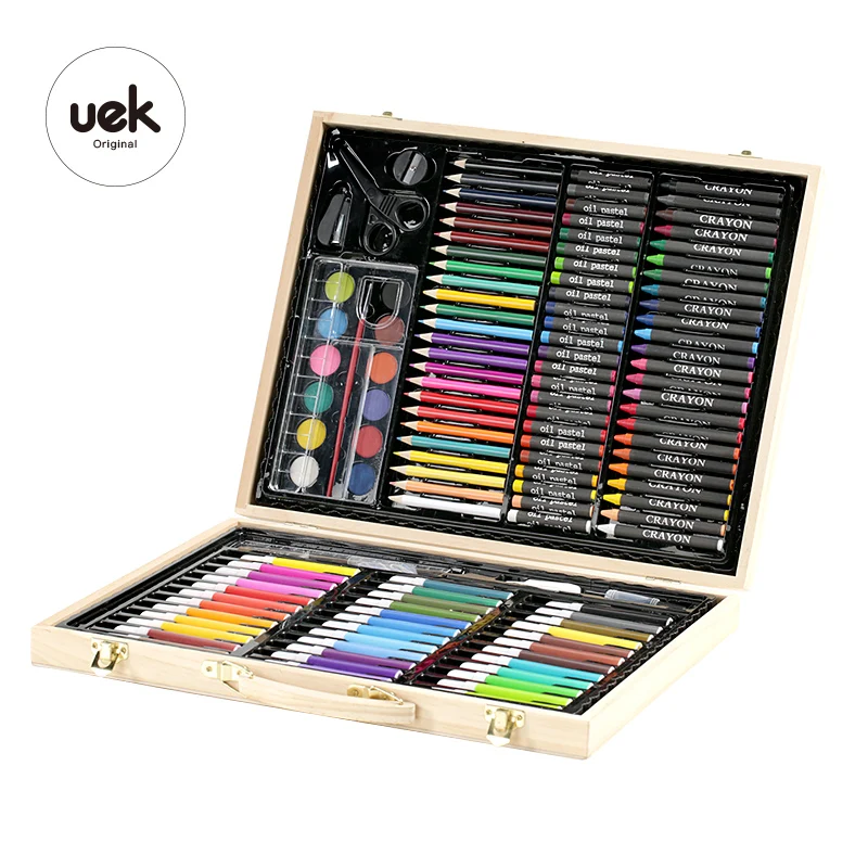 
Uek Kids Stationery Birthday Gifts Colorful Paint Box Printing brush For Children art set 