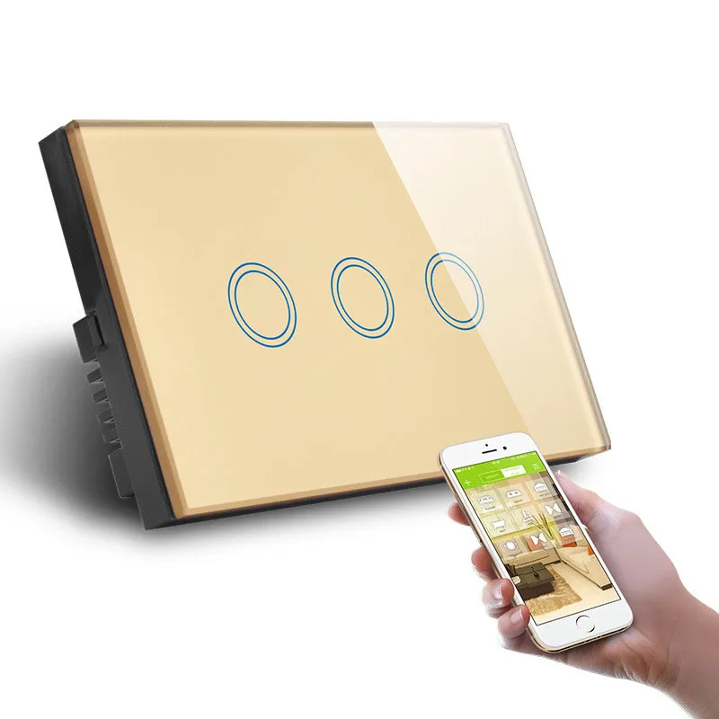 Alexa Google Home Compatible US AU Standard Smart Wifi Wall Touch Switch Remote WiFi Wall Switch Type 86  Type 120