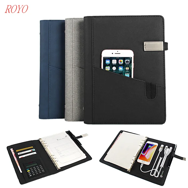 6 Multifunctional 8000 mah Cloth Power Bank  Notebook With 8/16/32GB U Disk  and  Calculator
