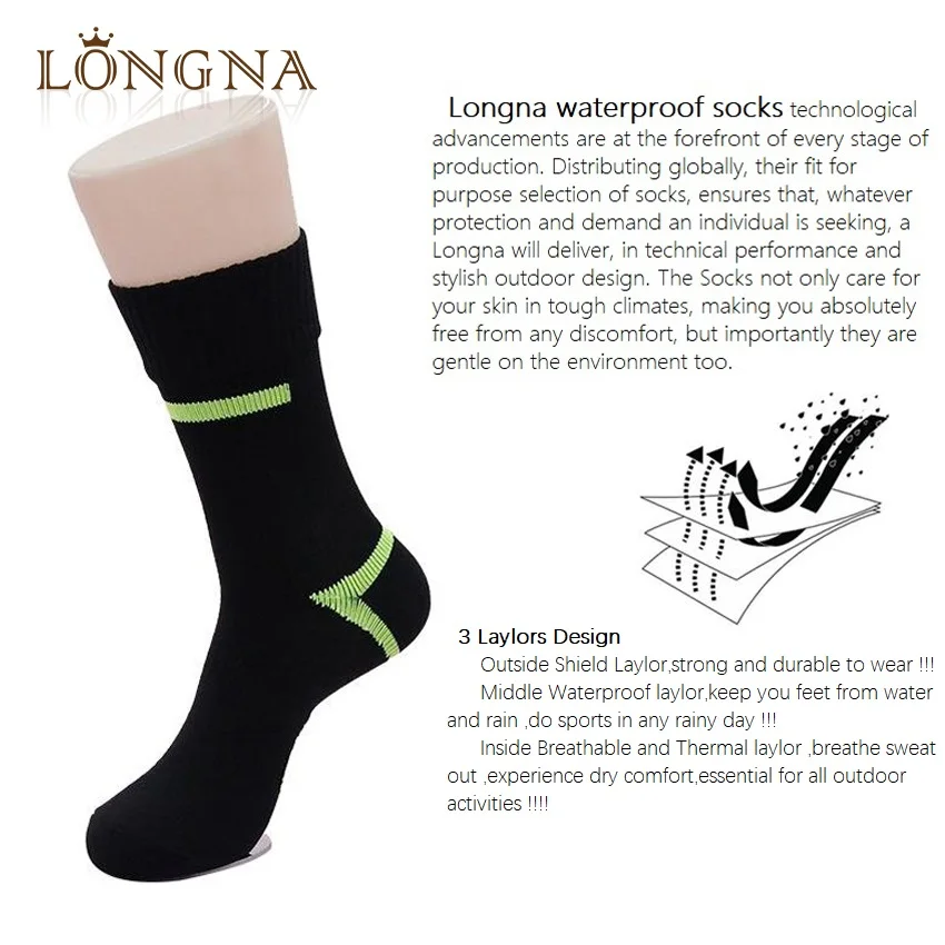 Custom crew socks breathable outdoor hiking athletic waterproof socks