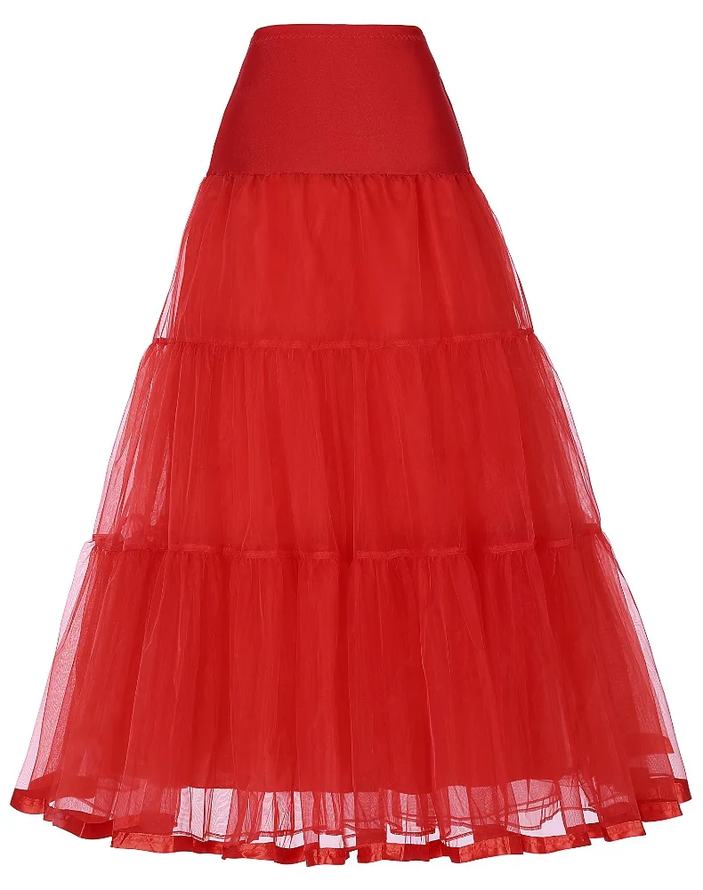 Grace Karin Женская юбка с высокой талией, Нижняя юбка красного цвета в винтажном стиле; Платье кринолин CL010421-4