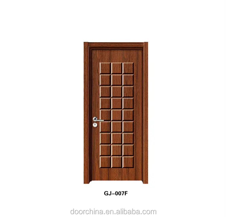 GJ-008F Rosewood Color Emobossment PVC Coated MDF Interior Bedroom Design Wood Door Armored Door