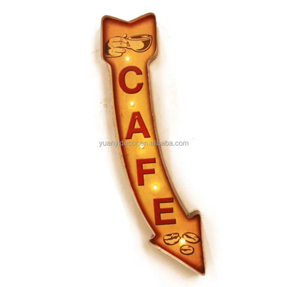 
Competitive Price Arrow CAFE Metal Led Sign Coffee 