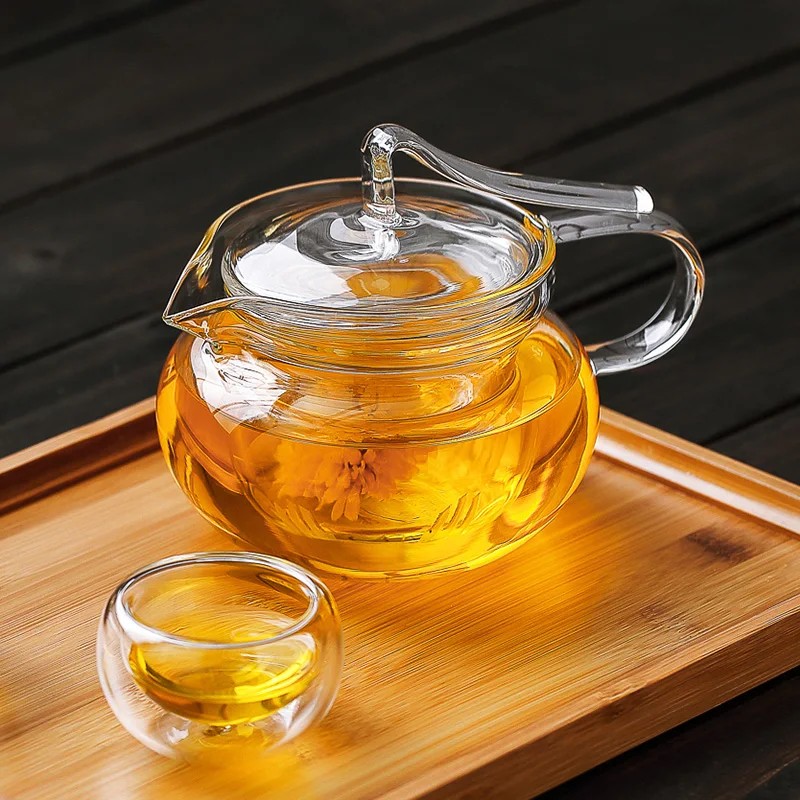 Coffee & Tea Sets personalized clear heat resistant flower pot ,glass tea pot