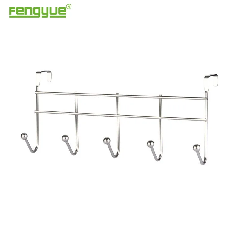 Chrome Plating Clothes Hooks Metal Wire Over The Door 5 Hooks Clothes Hanger