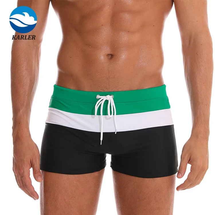 Custom Breathable Polyamide Stripe Custom Made Swim Trunks  for Men